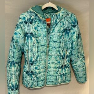 Merrell “Select Dry” Women’s Size S/P Teal Patterned Puffer Jacket